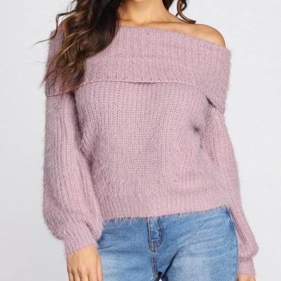 Windsor Sweaters | Windsor Lavender Folded Off The Shoulder Sweater S | Color: Purple | Size: S | Karyy_Cee's Closet